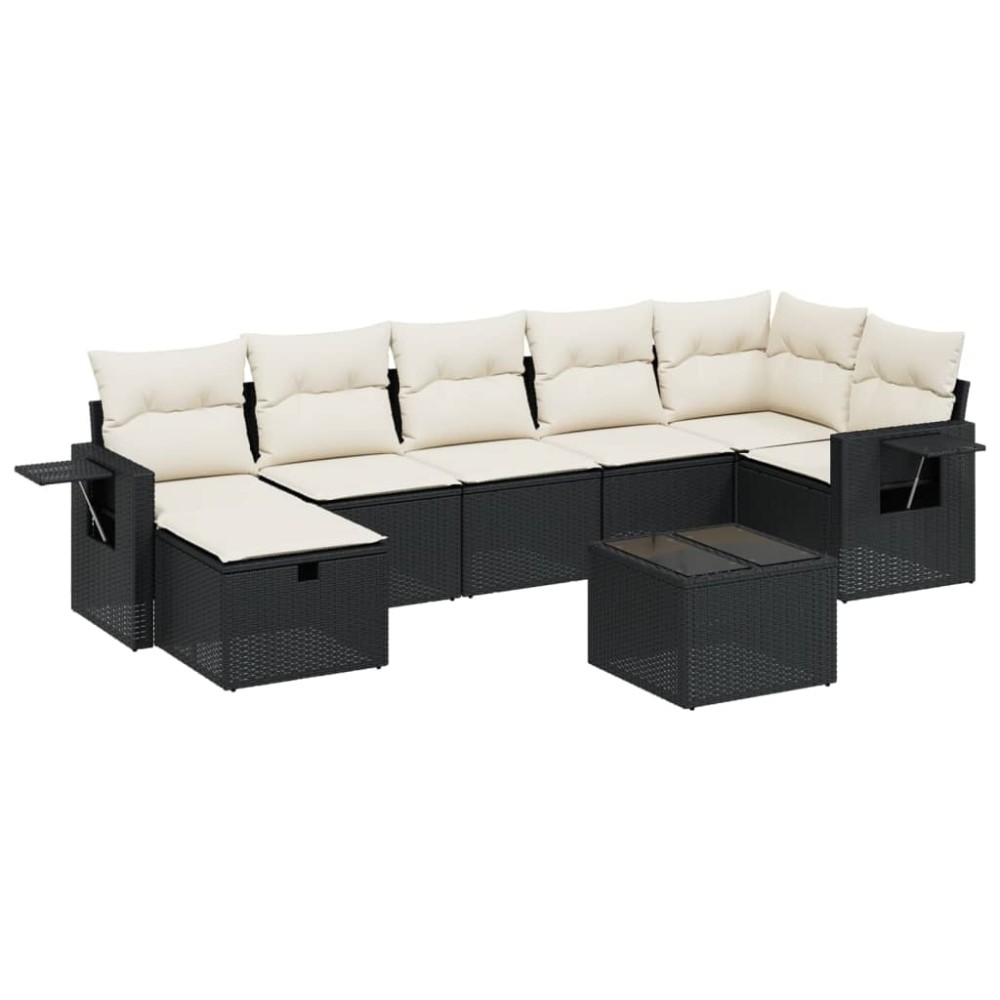 vidaXL Set mobilier de grădină cu perne, 8 piese, negru, poliratan