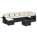 vidaXL Set mobilier de grădină cu perne, 8 piese, negru, poliratan