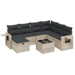 vidaXL Set mobilier de grădină cu perne, 8 piese gri deschis poliratan