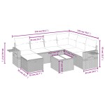 vidaXL Set mobilier de grădină cu perne, 8 piese gri deschis poliratan