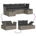 vidaXL Set mobilier grădină cu perne, 6 piese, gri, poliratan vidaXL Set mobilier grădină cu perne, 6 piese, gri, poliratan