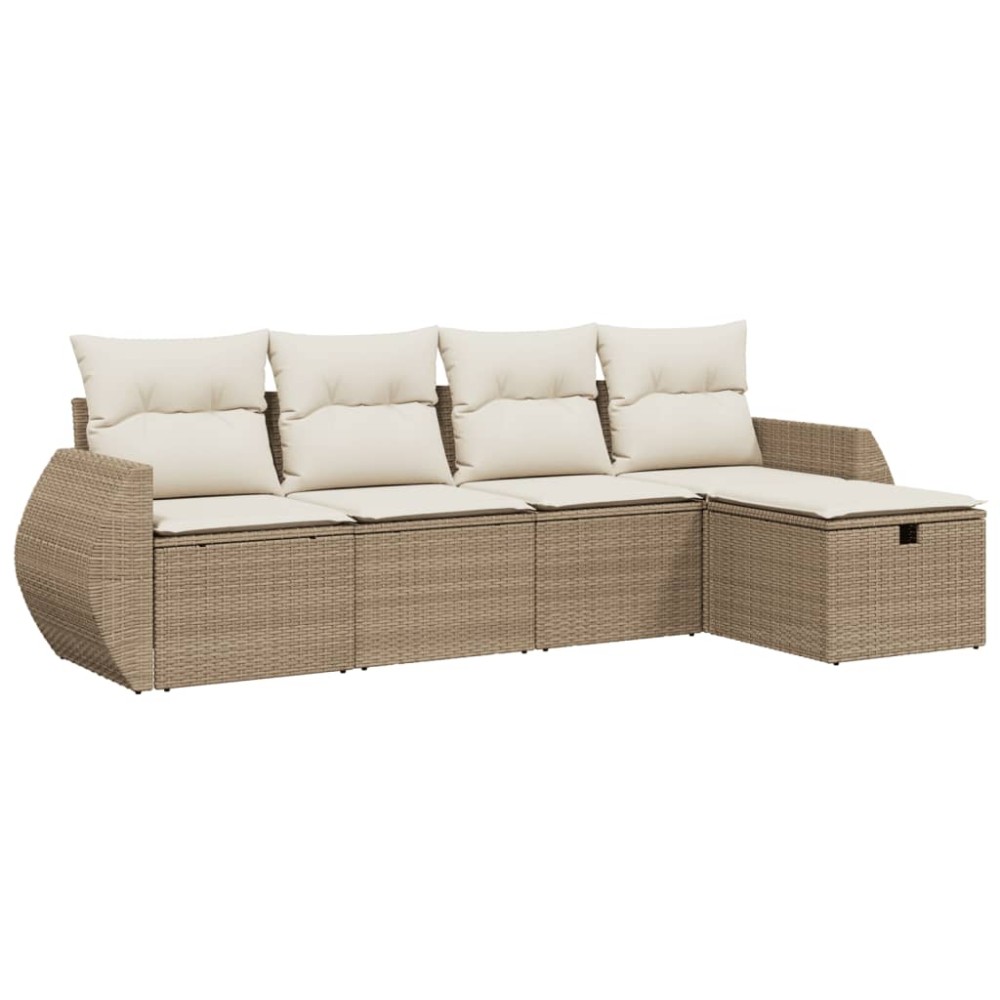 vidaXL Set canapele de grădină cu perne, 5 piese, bej, poliratan