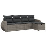 vidaXL Set canapea de grădină cu perne, 5 piese, gri, poliratan