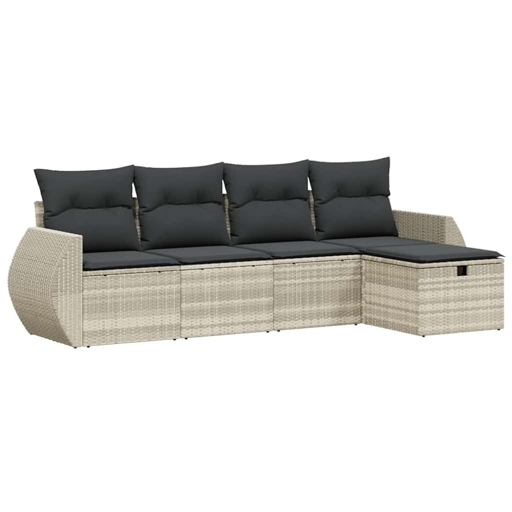 vidaXL Set canapele de grădină cu perne, 5 piese gri deschis poliratan