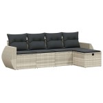 vidaXL Set canapele de grădină cu perne, 5 piese gri deschis poliratan