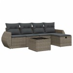 vidaXL Set mobilier grădină cu perne, 6 piese, gri, poliratan