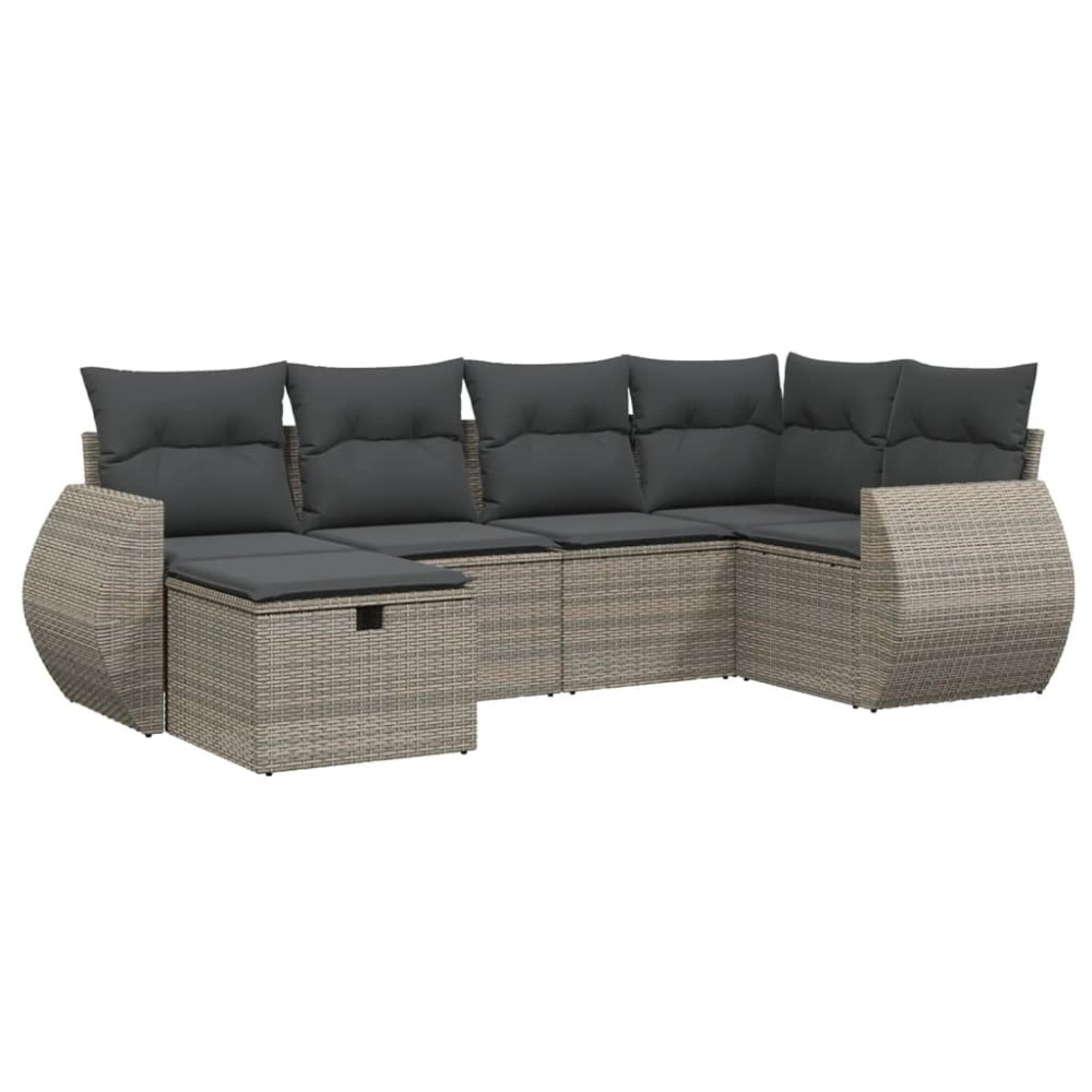 vidaXL Set mobilier grădină cu perne, 6 piese, gri, poliratan