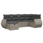 vidaXL Set mobilier grădină cu perne, 6 piese, gri, poliratan