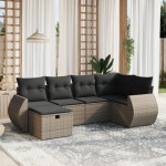 vidaXL Set mobilier grădină cu perne, 6 piese, gri, poliratan