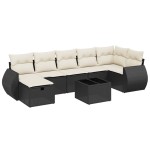 vidaXL Set mobilier de grădină cu perne, 8 piese, negru, poliratan vidaXL Set mobilier de grădină cu perne, 8 piese, negru, poliratan