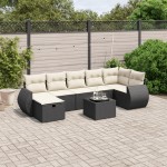 vidaXL Set mobilier de grădină cu perne, 8 piese, negru, poliratan vidaXL Set mobilier de grădină cu perne, 8 piese, negru, poliratan