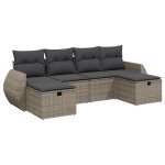 vidaXL Set mobilier grădină cu perne, 6 piese, gri, poliratan