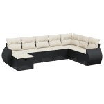 vidaXL Set mobilier de grădină cu perne, 8 piese, negru, poliratan vidaXL Set mobilier de grădină cu perne, 8 piese, negru, poliratan