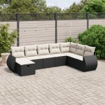 vidaXL Set mobilier de grădină cu perne, 8 piese, negru, poliratan vidaXL Set mobilier de grădină cu perne, 8 piese, negru, poliratan