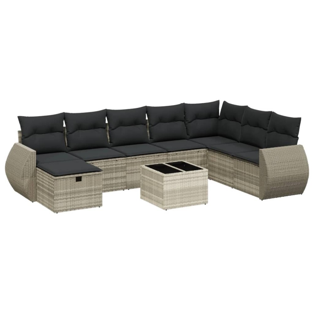 vidaXL Set mobilier de grădină cu perne, 8 piese gri deschis poliratan