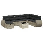 vidaXL Set mobilier de grădină cu perne, 8 piese gri deschis poliratan vidaXL Set mobilier de grădină cu perne, 8 piese gri deschis poliratan