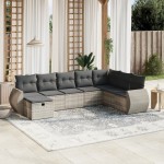 vidaXL Set mobilier de grădină cu perne, 8 piese gri deschis poliratan vidaXL Set mobilier de grădină cu perne, 8 piese gri deschis poliratan