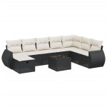 vidaXL Set mobilier de grădină cu perne, 9 piese, negru, poliratan