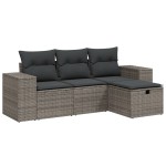 vidaXL Set canapea de grădină cu perne, 4 piese, gri, poliratan vidaXL Set canapea de grădină cu perne, 4 piese, gri, poliratan
