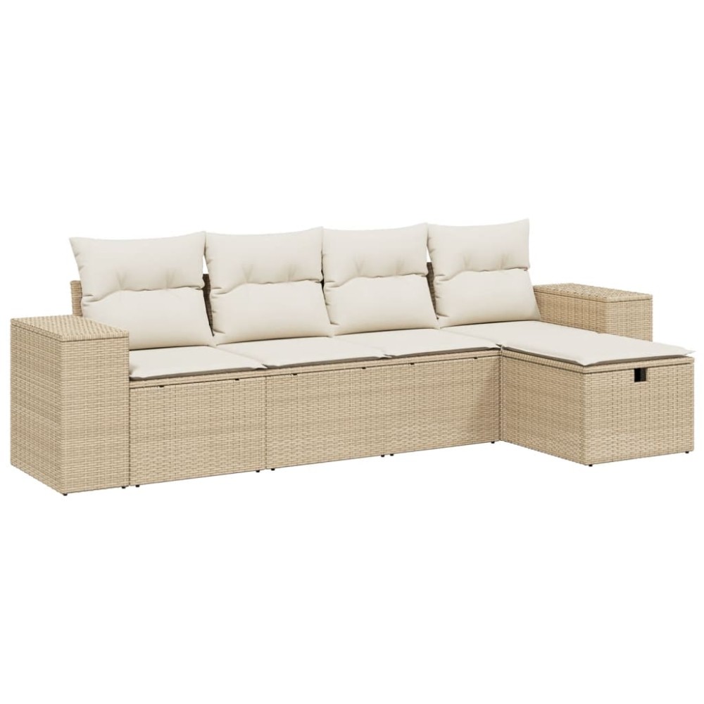 vidaXL Set canapele de grădină cu perne, 5 piese, bej, poliratan