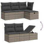 vidaXL Set canapea de grădină cu perne, 5 piese, gri, poliratan vidaXL Set canapea de grădină cu perne, 5 piese, gri, poliratan