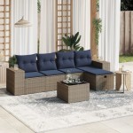 vidaXL Set mobilier grădină cu perne, 6 piese, gri, poliratan vidaXL Set mobilier grădină cu perne, 6 piese, gri, poliratan