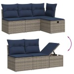 vidaXL Set mobilier grădină cu perne, 6 piese, gri, poliratan vidaXL Set mobilier grădină cu perne, 6 piese, gri, poliratan