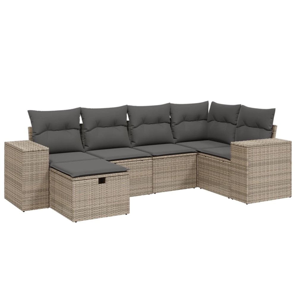 vidaXL Set mobilier grădină cu perne, 6 piese, gri, poliratan