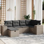 vidaXL Set mobilier grădină cu perne, 6 piese, gri, poliratan vidaXL Set mobilier grădină cu perne, 6 piese, gri, poliratan
