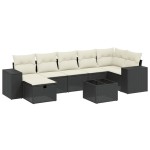 vidaXL Set mobilier de grădină cu perne, 8 piese, negru, poliratan vidaXL Set mobilier de grădină cu perne, 8 piese, negru, poliratan