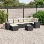 vidaXL Set mobilier de grădină cu perne, 8 piese, negru, poliratan vidaXL Set mobilier de grădină cu perne, 8 piese, negru, poliratan