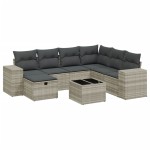 vidaXL Set mobilier de grădină cu perne, 8 piese gri deschis poliratan vidaXL Set mobilier de grădină cu perne, 8 piese gri deschis poliratan