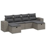 vidaXL Set mobilier grădină cu perne, 6 piese, gri, poliratan