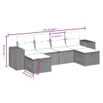 vidaXL Set mobilier grădină cu perne, 6 piese, gri, poliratan