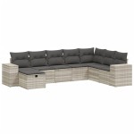 vidaXL Set mobilier de grădină cu perne, 8 piese gri deschis poliratan vidaXL Set mobilier de grădină cu perne, 8 piese gri deschis poliratan