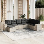 vidaXL Set mobilier de grădină cu perne, 8 piese gri deschis poliratan vidaXL Set mobilier de grădină cu perne, 8 piese gri deschis poliratan
