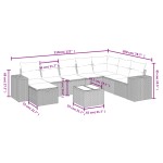 vidaXL Set mobilier de grădină cu perne, 9 piese, negru, poliratan