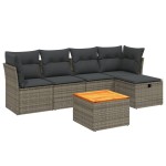 vidaXL Set mobilier grădină cu perne, 6 piese, gri, poliratan