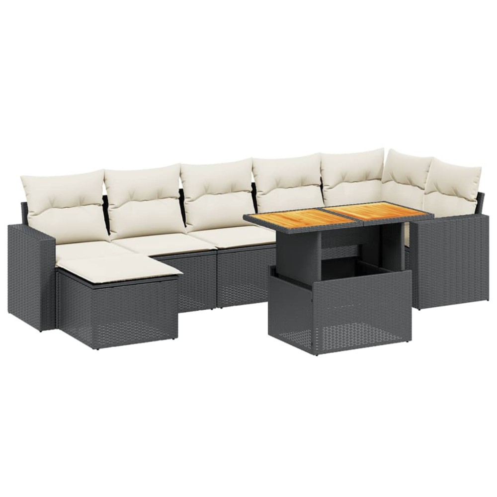 vidaXL Set mobilier de grădină cu perne, 8 piese, negru, poliratan