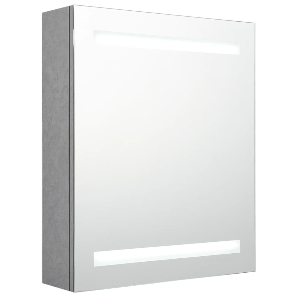 vidaXL Dulap de baie cu oglindă și LED, gri beton, 50x14x60 cm