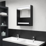 vidaXL Dulap de baie cu oglindă și LED, negru, 50x14x60 cm vidaXL Dulap de baie cu oglindă și LED, negru, 50x14x60 cm