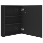 vidaXL Dulap de baie cu oglindă și LED, negru strălucitor, 50x14x60 cm