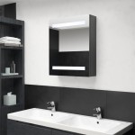 vidaXL Dulap de baie cu oglindă și LED-uri, gri, 50x14x60 cm vidaXL Dulap de baie cu oglindă și LED-uri, gri, 50x14x60 cm