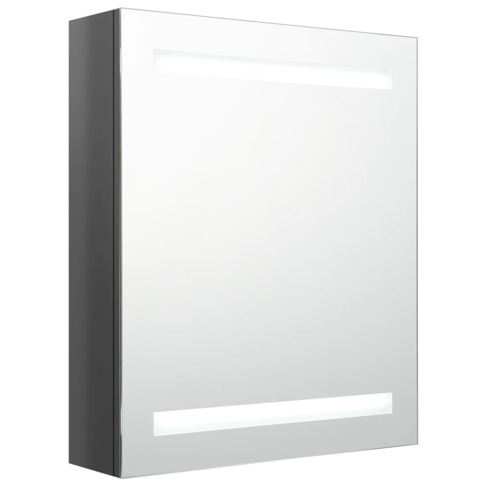vidaXL Dulap de baie cu oglindă și LED, gri strălucitor, 50x14x60 cm