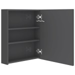 vidaXL Dulap de baie cu oglindă și LED, gri strălucitor, 50x14x60 cm vidaXL Dulap de baie cu oglindă și LED, gri strălucitor, 50x14x60 cm