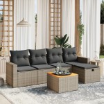 vidaXL Set mobilier grădină cu perne, 6 piese, gri, poliratan vidaXL Set mobilier grădină cu perne, 6 piese, gri, poliratan