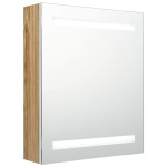 vidaXL Dulap de baie cu oglindă și LED, alb și stejar, 50x14x60 cm vidaXL Dulap de baie cu oglindă și LED, alb și stejar, 50x14x60 cm