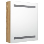 vidaXL Dulap de baie cu oglindă și LED, alb și stejar, 50x14x60 cm vidaXL Dulap de baie cu oglindă și LED, alb și stejar, 50x14x60 cm