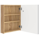 vidaXL Dulap de baie cu oglindă și LED, alb și stejar, 50x14x60 cm vidaXL Dulap de baie cu oglindă și LED, alb și stejar, 50x14x60 cm