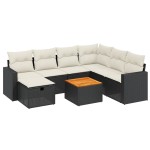 vidaXL Set mobilier de grădină cu perne, 8 piese, negru, poliratan